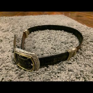 Vintage metal and leather reversible belt